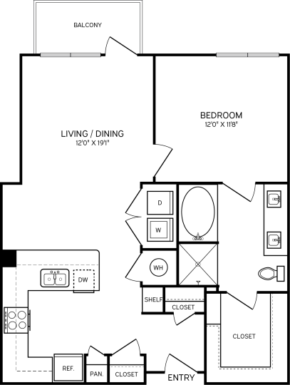 a floor plan of a two bedroom apartment at The Allure